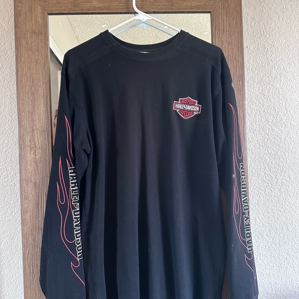 Harley-Davidson Black Long Sleeve Tee with Red Accents